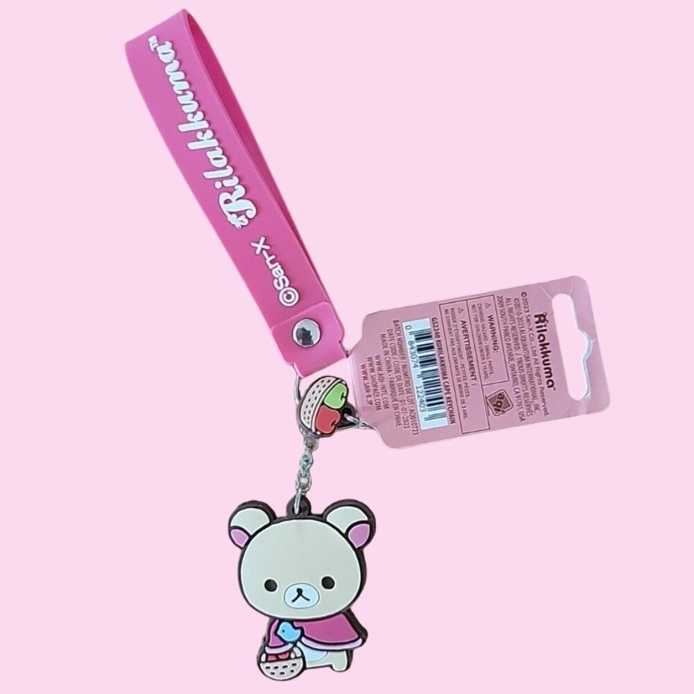 RARE, BNWT Rilakkuma Apple Basket Keychain Wristlet